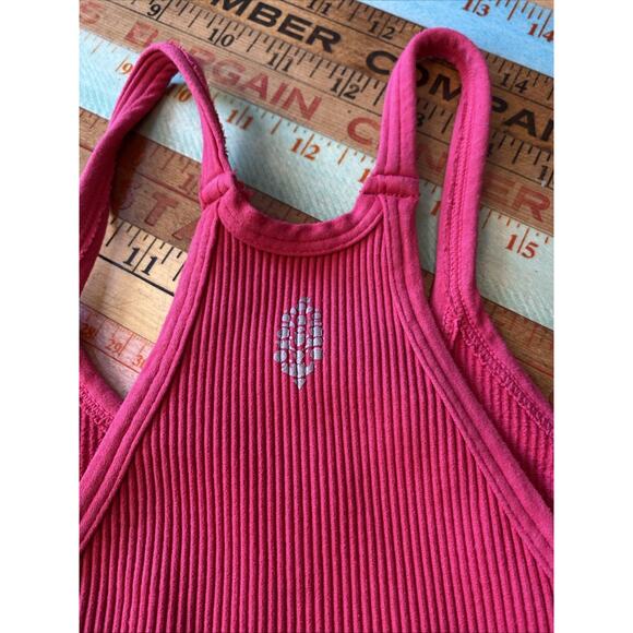 Free People Movement Happiness Runs Ribbed One Piece Bodysuit Pink XS/S - Picture 2 of 12